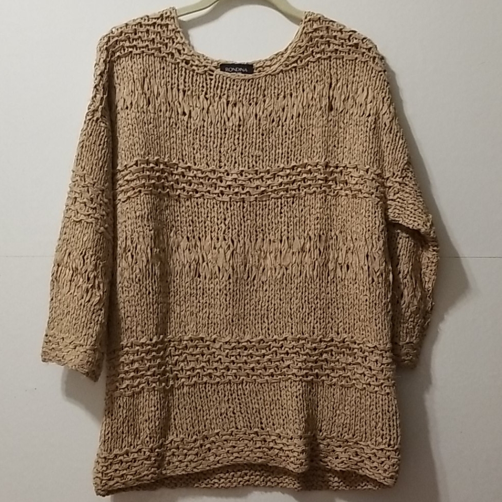 Rondina New York tan hand knit pullover sweater